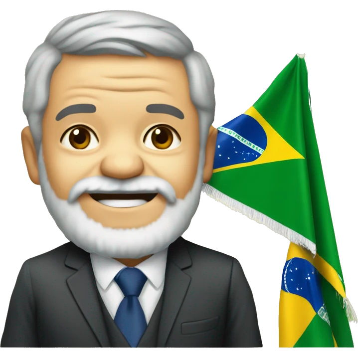 cria um emoji do Presidente Lula segurando a bandeira do Brasil emoji