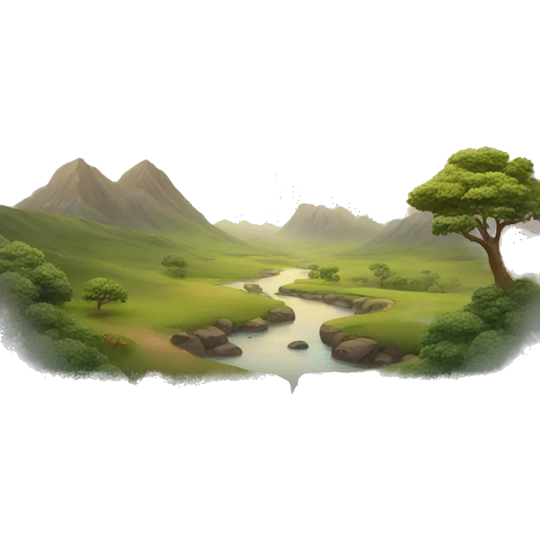 A landscape with a rainbow emoji