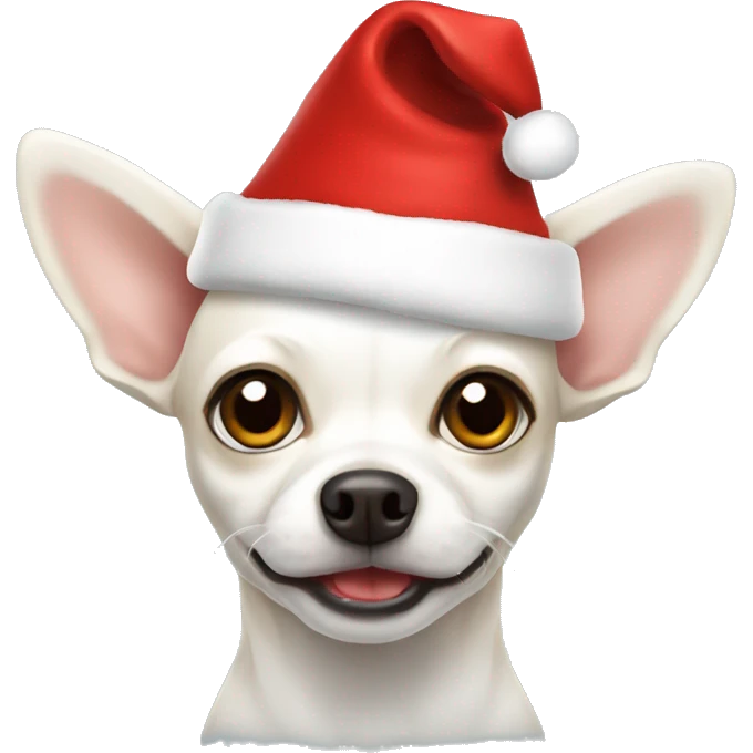 White Chihuahua Christmas hat emoji