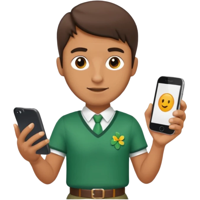ireland man with skirt and smartphone, half body emoji