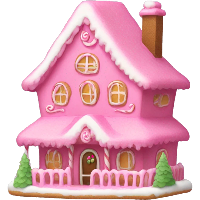 Pink gingerbread house emoji