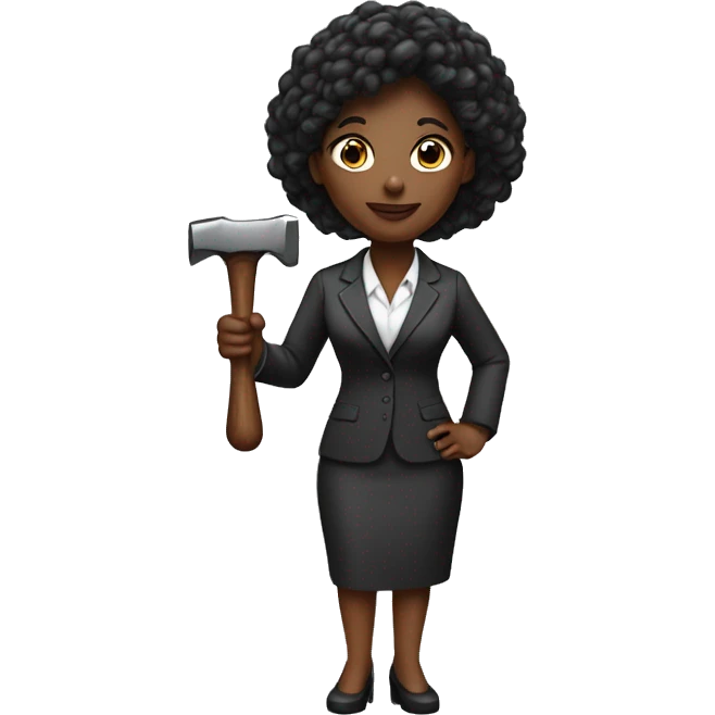 A black female lawyer, with a hammer in her hand ￼ emoji