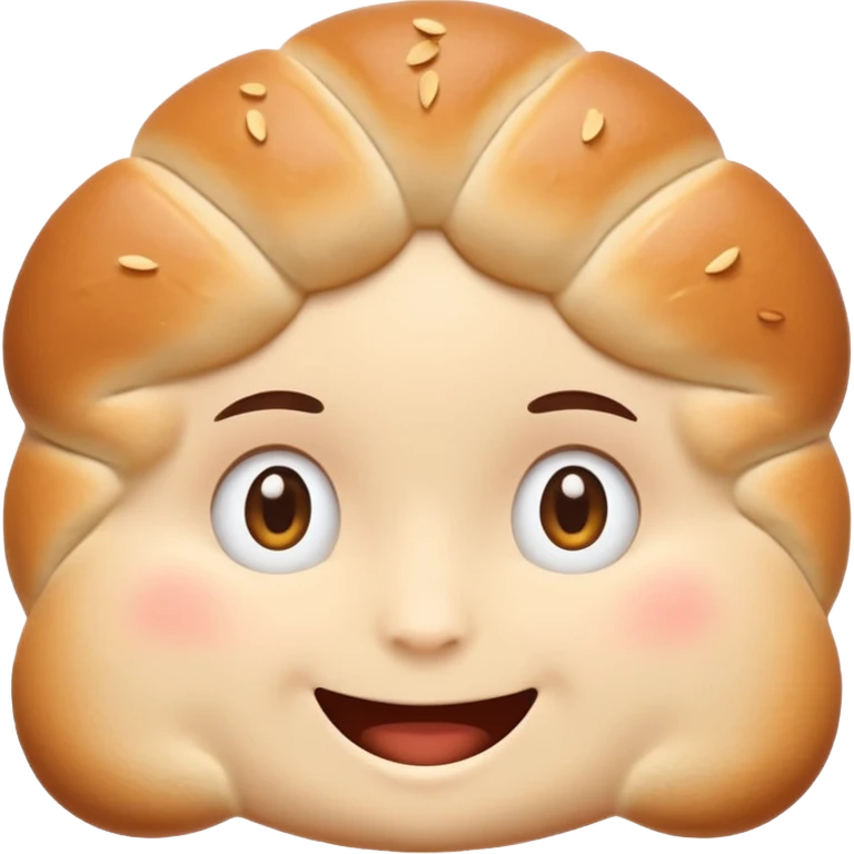Friendly brötchen emoji avatar, cute and minimalistic style, warm eyes and gentle smile, flat design, soft shapes, clean modern look, highly recognizable at small sizes, centered composition, transparent or solid background, app icon quality. emoji