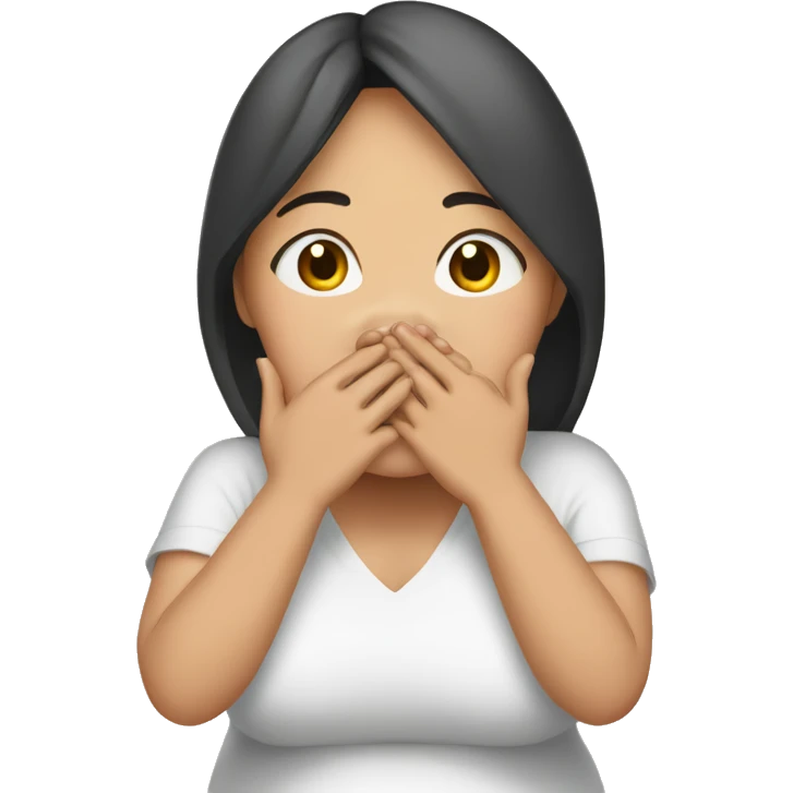 Pregnant Asian woman covered her mouth with her hands emoji