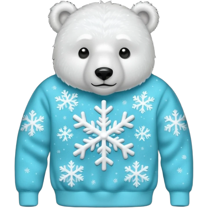 Glitter polar bear
with cyan snowflake on a black sweatshirt emoji