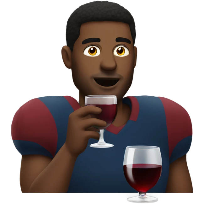 Man watching football drinking wine emoji