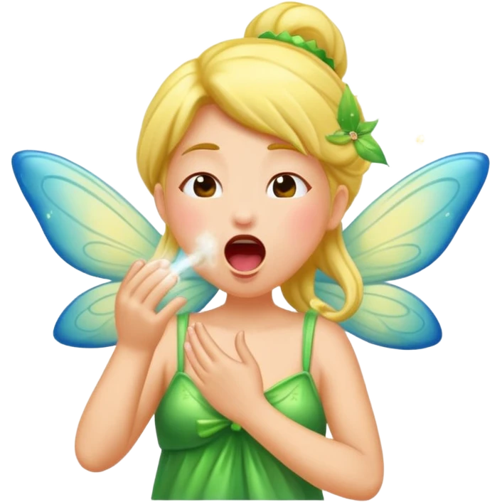 fairy character yawning with glow dust emoji