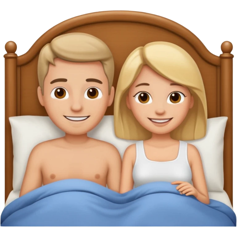 Make me an emoji of a girlfriend and a boyfriend, naked in bed emoji