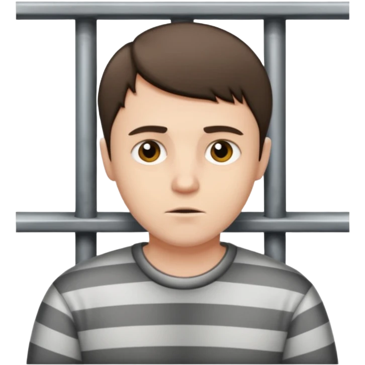 Pale Brunette man with short hair in jail  emoji