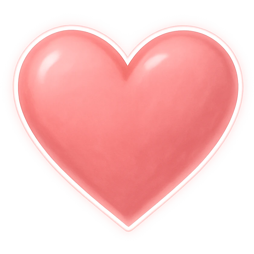 heart with a glowing soft pink outline, digital illustration, no background emoji