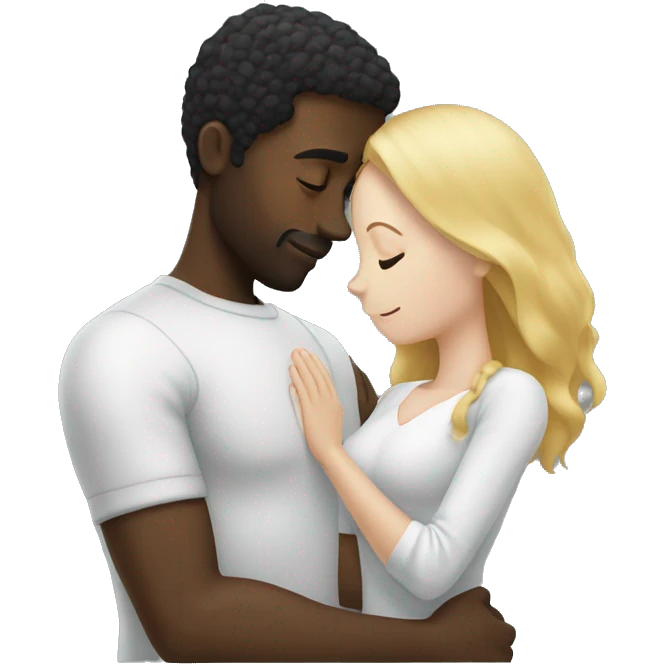 Black man caressing a white woman emoji