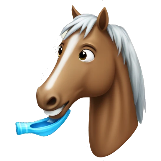 a humanoid horse that’s brushing his teeth and is happy emoji