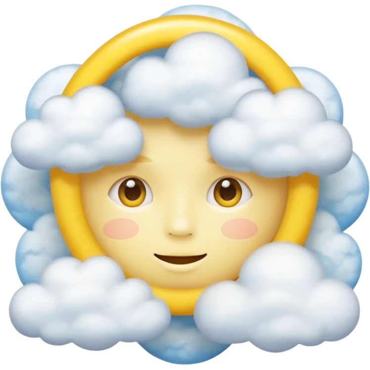 zoned out yellow circle face with clouds floating around its head as if you are spaced out emoji