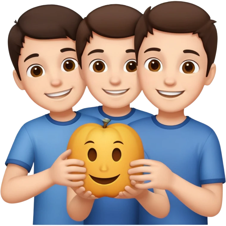 Three young brunette brothers playing together  emoji