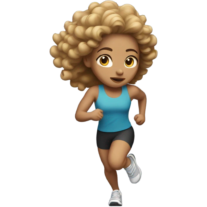Running woman light skin with curly hair  emoji