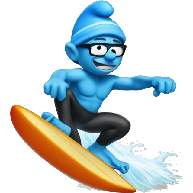 Smurf surfing emoji