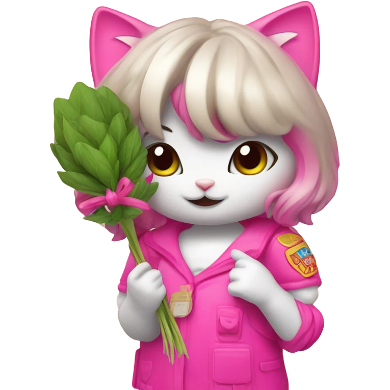 Hello kitty cat girl with hot Pink herb nugget emoji