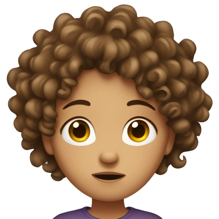Stressed out girl with brown curly hair  emoji