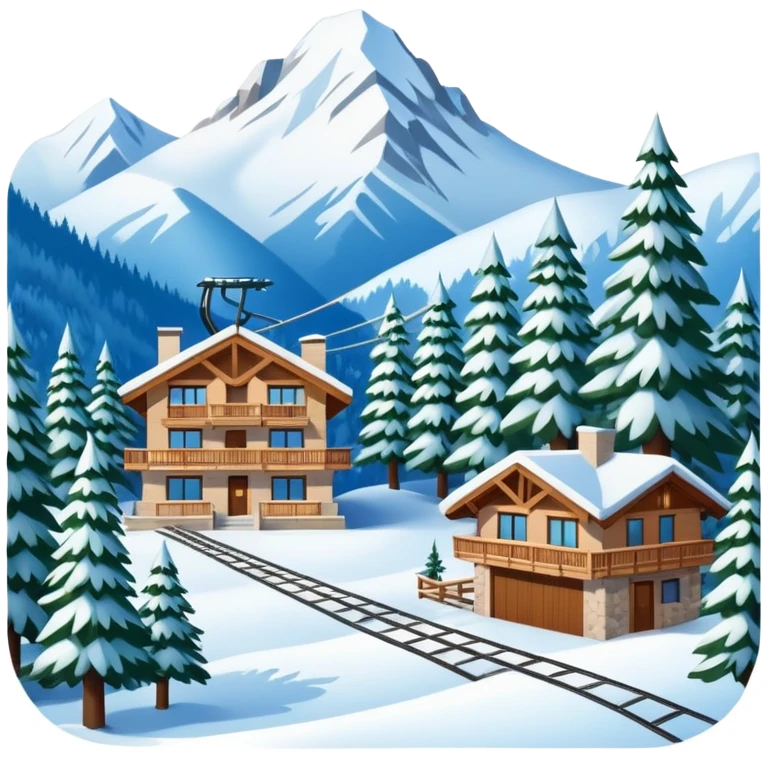 ski resort with ski lift and mountain lodge emoji