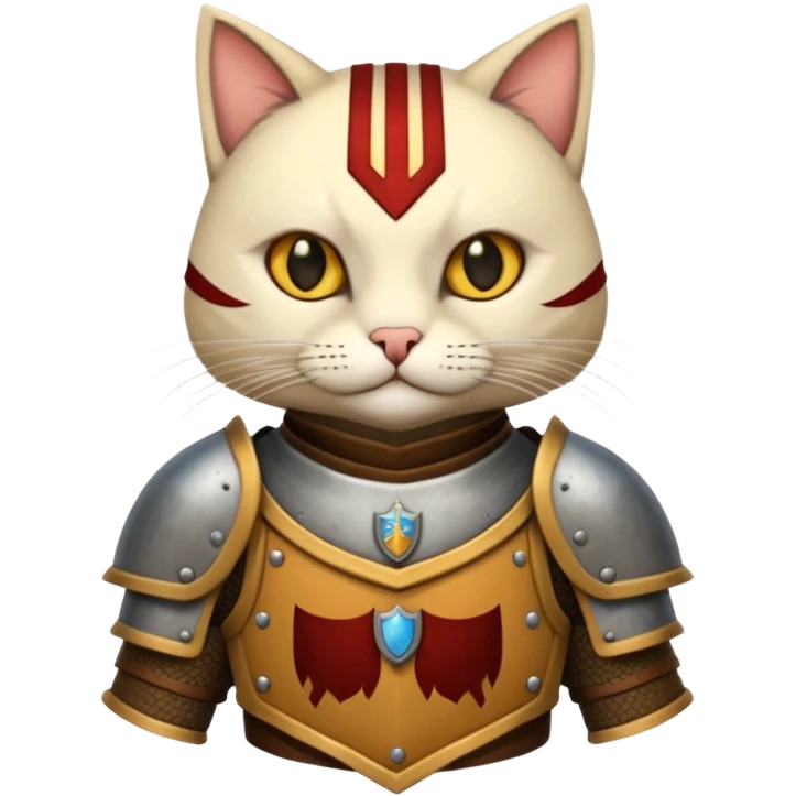 Crea un gato con armadura medieval emoji