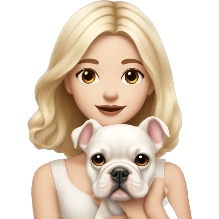 dreamy girl with beige but whiter French bulldog puppy emoji