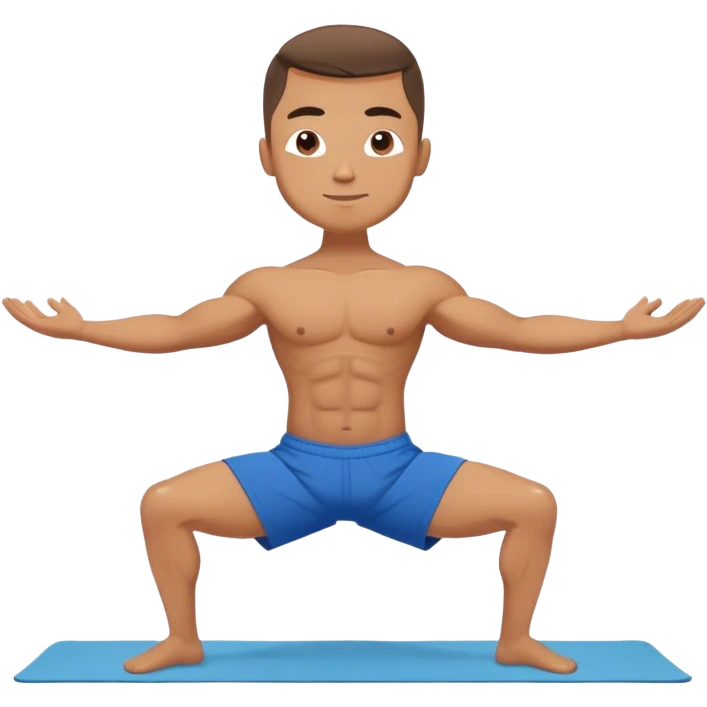 buff man blue shorts Virabhadrasana-yoga emoji