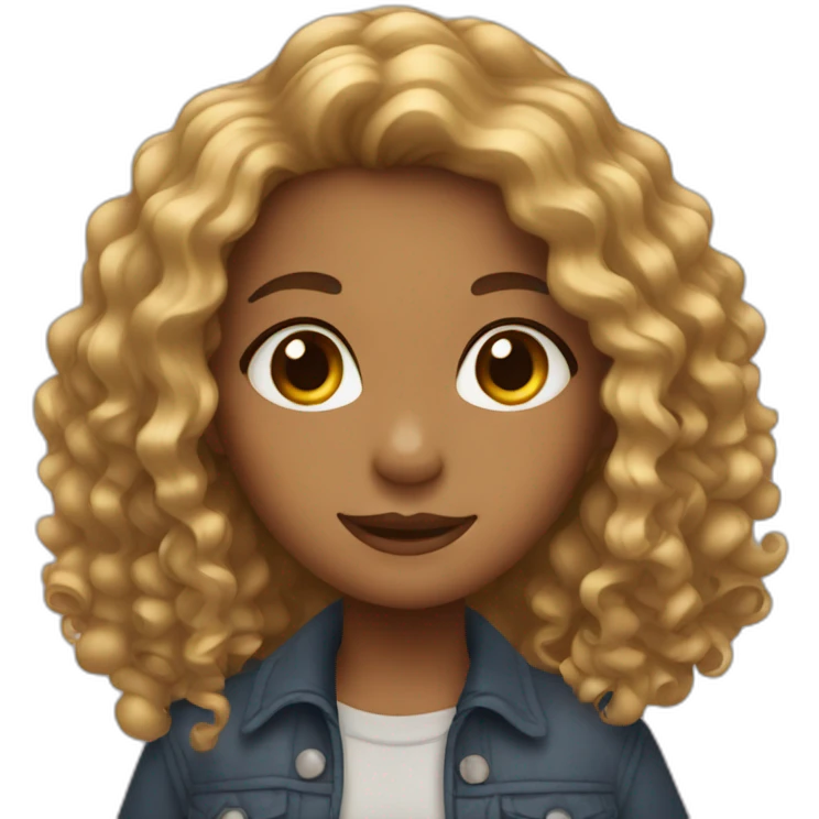 A girl with long curly hair emoji