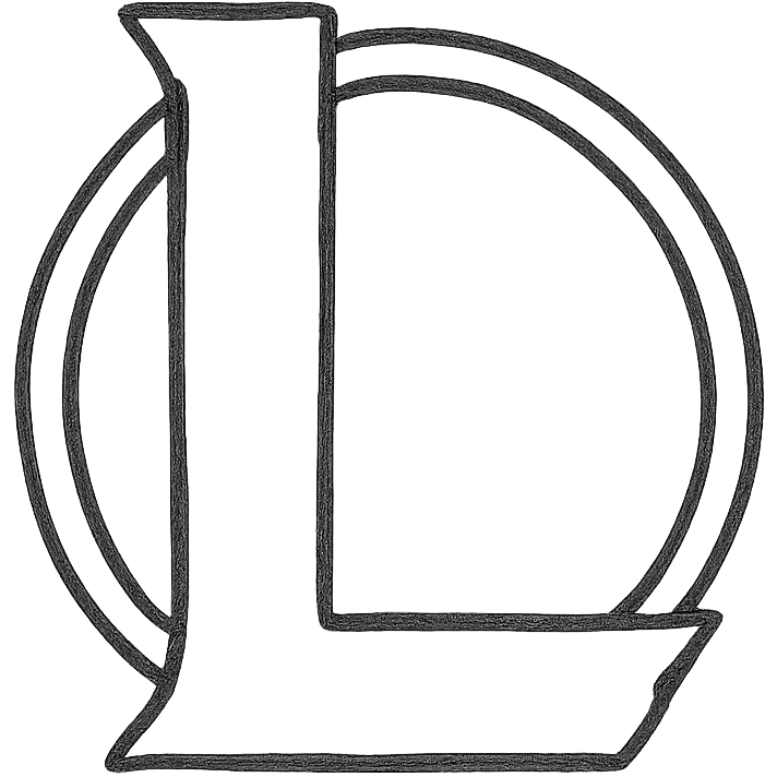 hand-drawn outlined League of Legends logo icon emoji