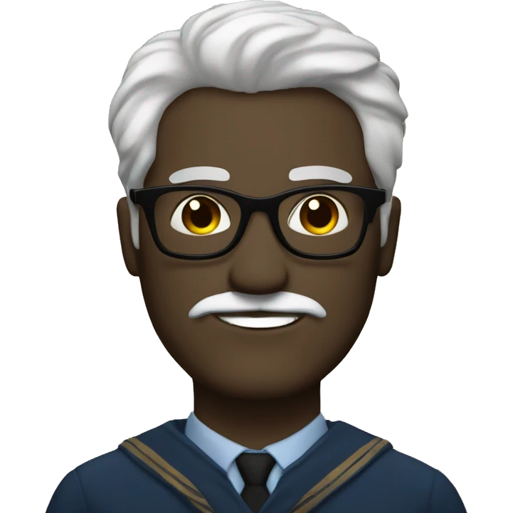 componist, man with white skin,hair is straight and black, a black mustache, glasses, ravenclaw emoji