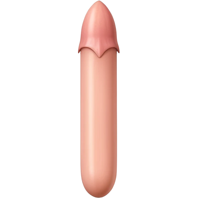 long cylindrical skin tone peachy beige-pink penis shaft, no face. at top of penis, add beige pink smooth acorn-shaped glans tip that is covering 1/10th of the top of penis, corona line and frenulum. at bottom of penis make it flat. add veiny detail on penis shaft, no stem, smooth edge of corona emoji