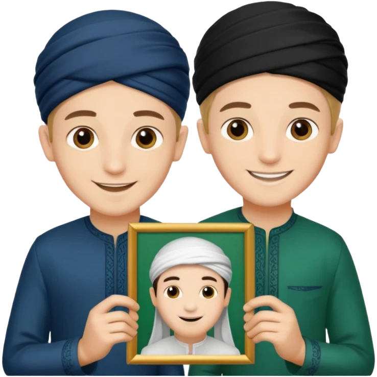 تصویر دوتا پسرزیبا که تابلو مناسب عید غدیر رو دردست دارند  emoji