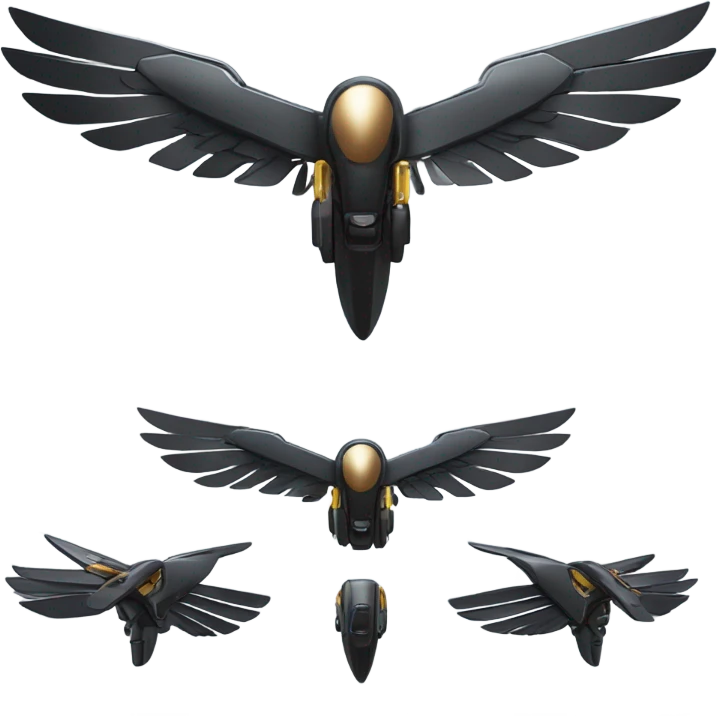 A dark furtive royal eagle as a high-tech flying drone machine emoji