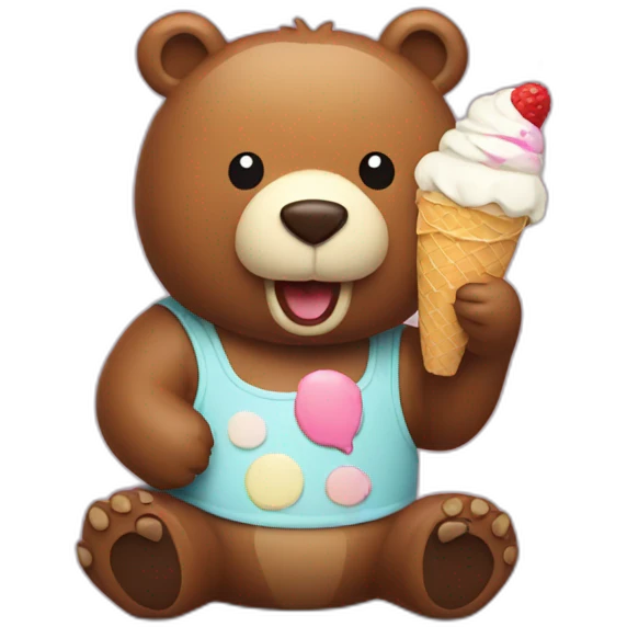 bear eating an ice cream emoji