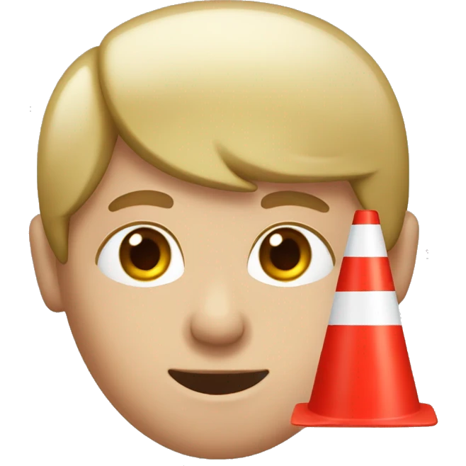 White Boy with a red cone on his head emoji