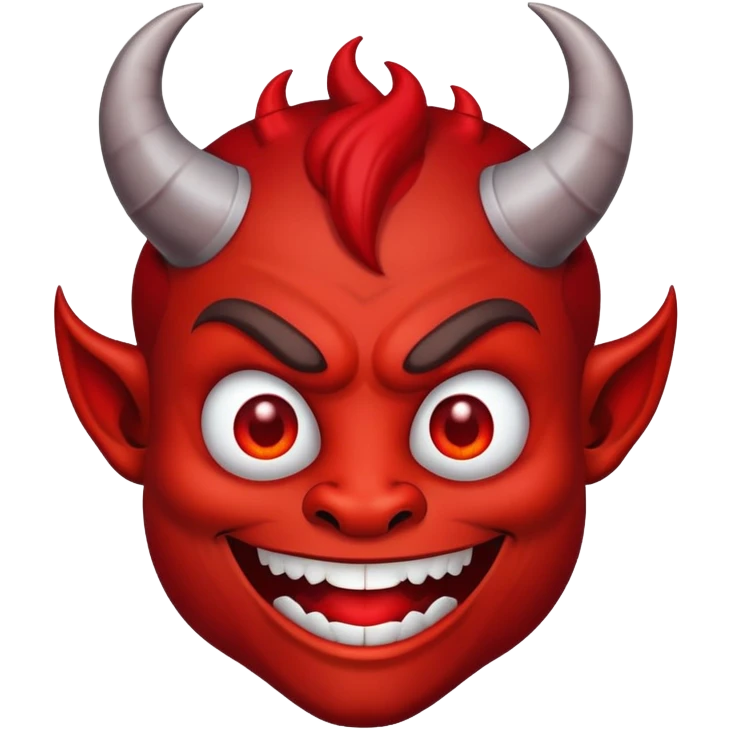 Scary red devil with horns and evil grin emoji