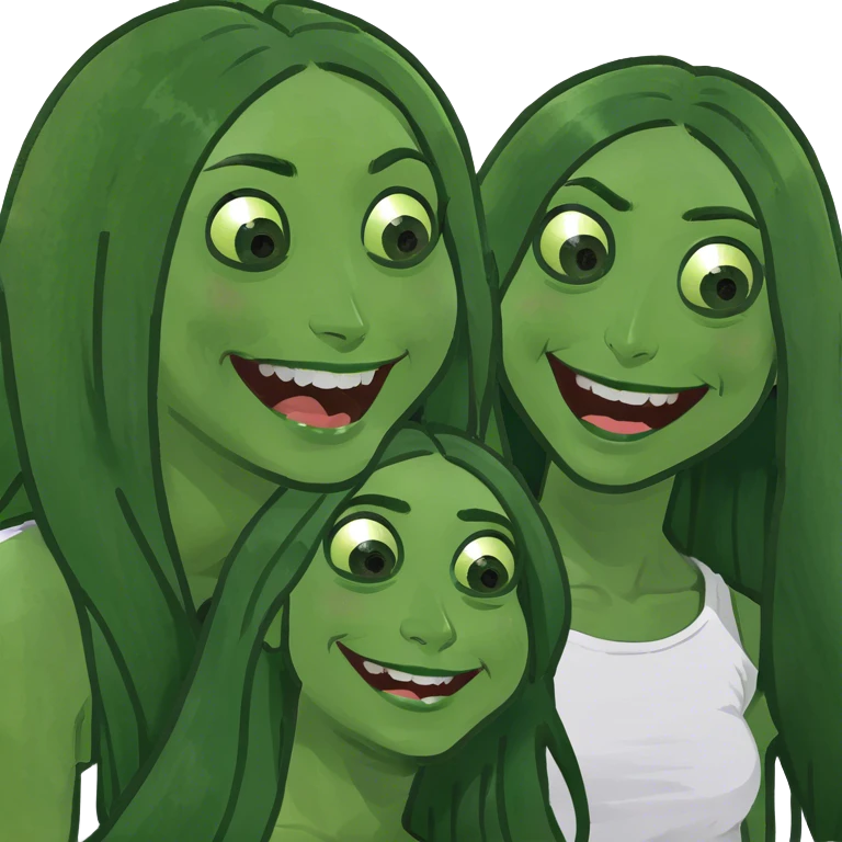 happy girls with long hair emoji