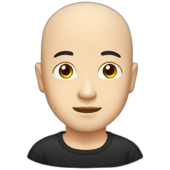 japanese smart bald man with black t-shirt emoji