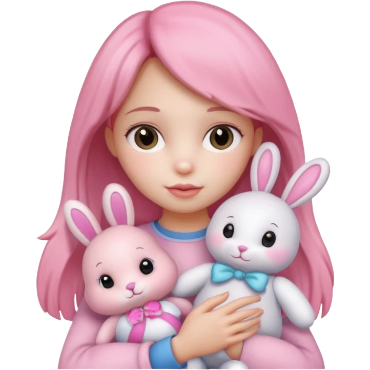 a girl with a pink bunny doll emoji