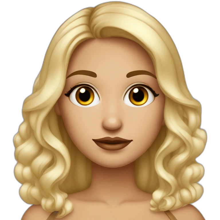 una chica blanca de cabello oscuro mediano ondulado y fleco en la parte frontal con nariz pequeña respingada, ojos cafés oscuros, lentes de cateye negros y labios bonitos  emoji