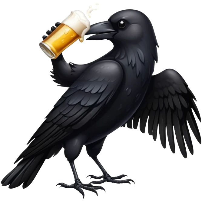 a crow drinking beer emoji