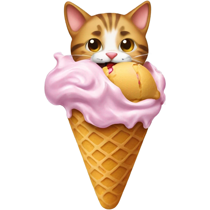 cat eating an ice cream emoji