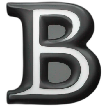 chome letter B, 3d effect, black background emoji