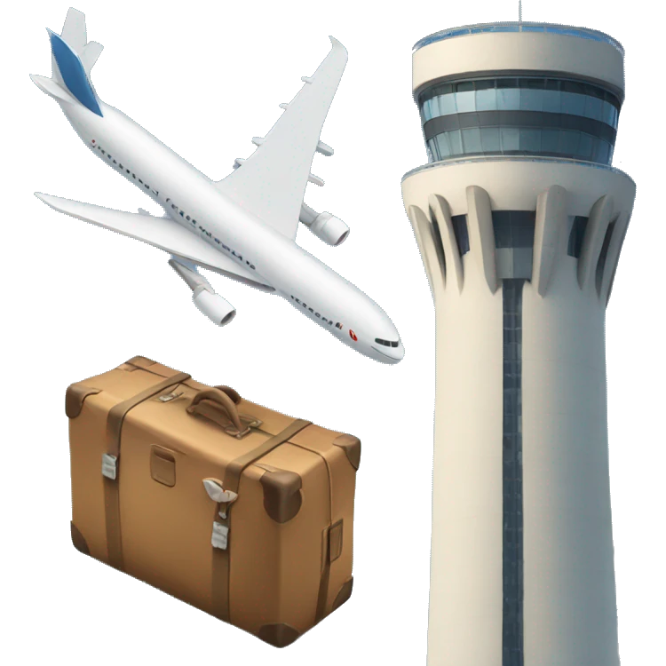 a plane beside a tower emoji