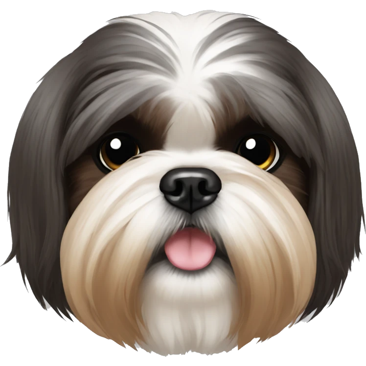 Dog Shih Tzu face with full bangs emoji