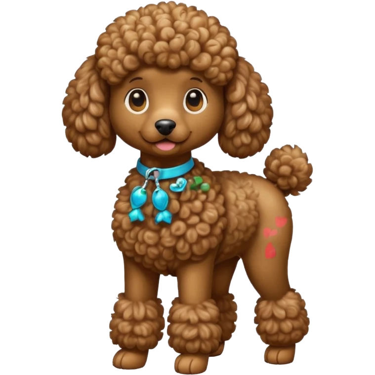 Create a full-body Apple-style emoji of a brown poodle emoji