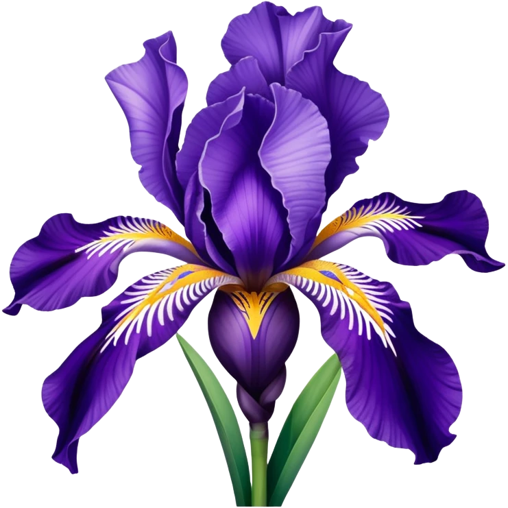 Beautiful purple iris flower with distinctive three falls and three standards, showing typical iris shape with sword-like leaves emoji