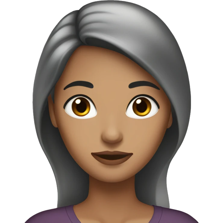slightly tan dark brown eyes woman with very long dark brown hair emoji