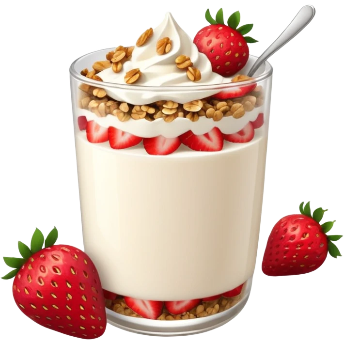 yogurt parfait with layers of granola and strawberries  emoji