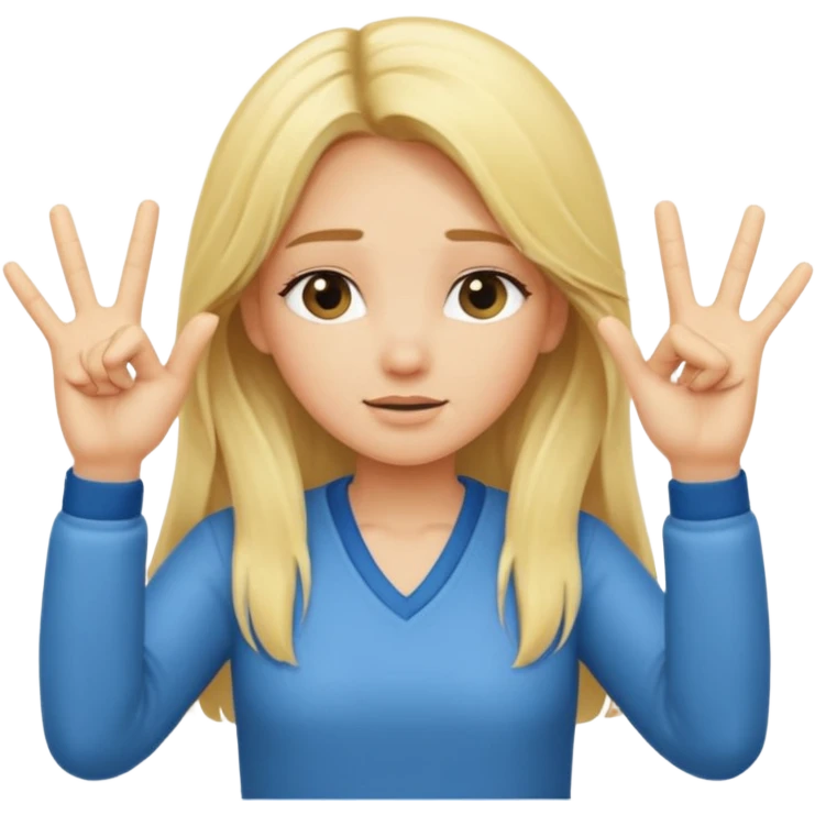 blonde cartoon girl long hair making time out gesture hands making "t" sign emoji