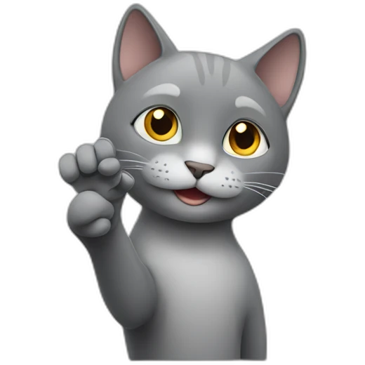 grey cat with hand is ok emoji